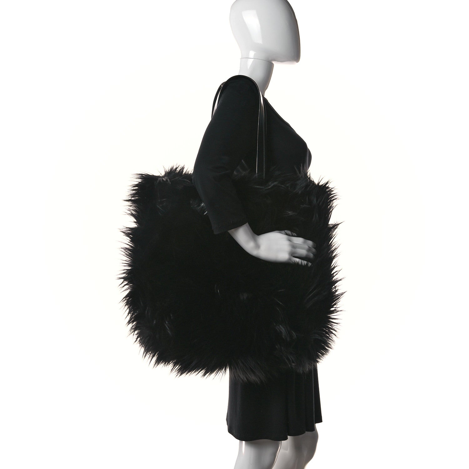 Prada Faux Fur Tote Black 2 of 9