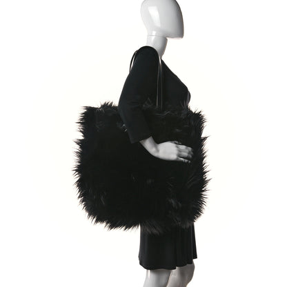 Prada Faux Fur Tote Black 2 of 9
