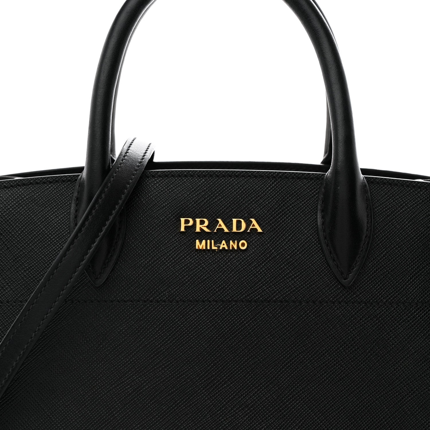 Prada Saffiano City Calfskin Mini Bibliothèque Top Handle Black White 10 of 13
