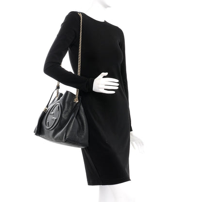 Gucci Pebbled Calfskin Medium Soho Chain Shoulder Bag Black 2 of 9