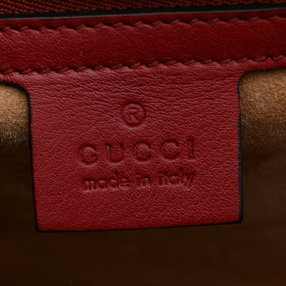 Gucci Glossy Calfskin Snakeskin Studded Fox Broche Bamboo Top Handle Bag Red 6 of 10