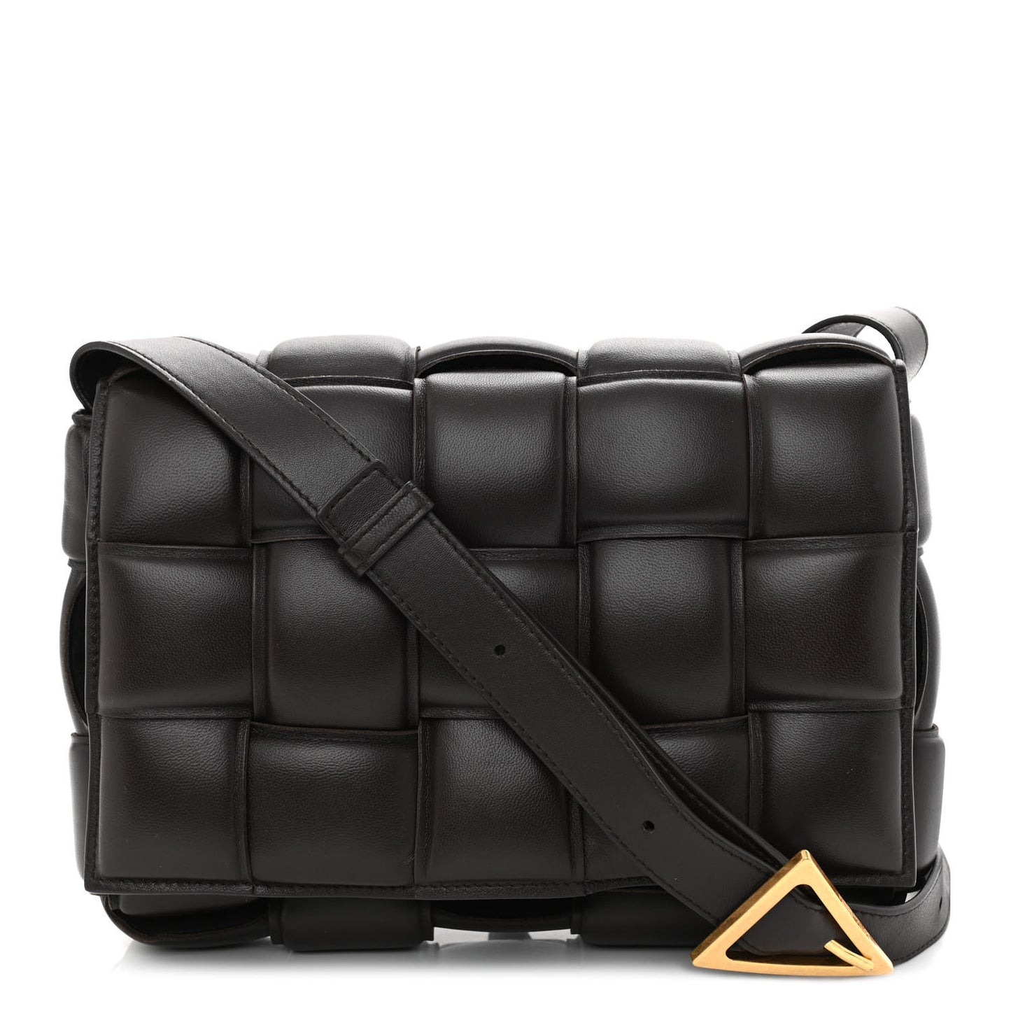 Nappa Maxi Intreccio Padded Cassette Crossbody Bag Fondente