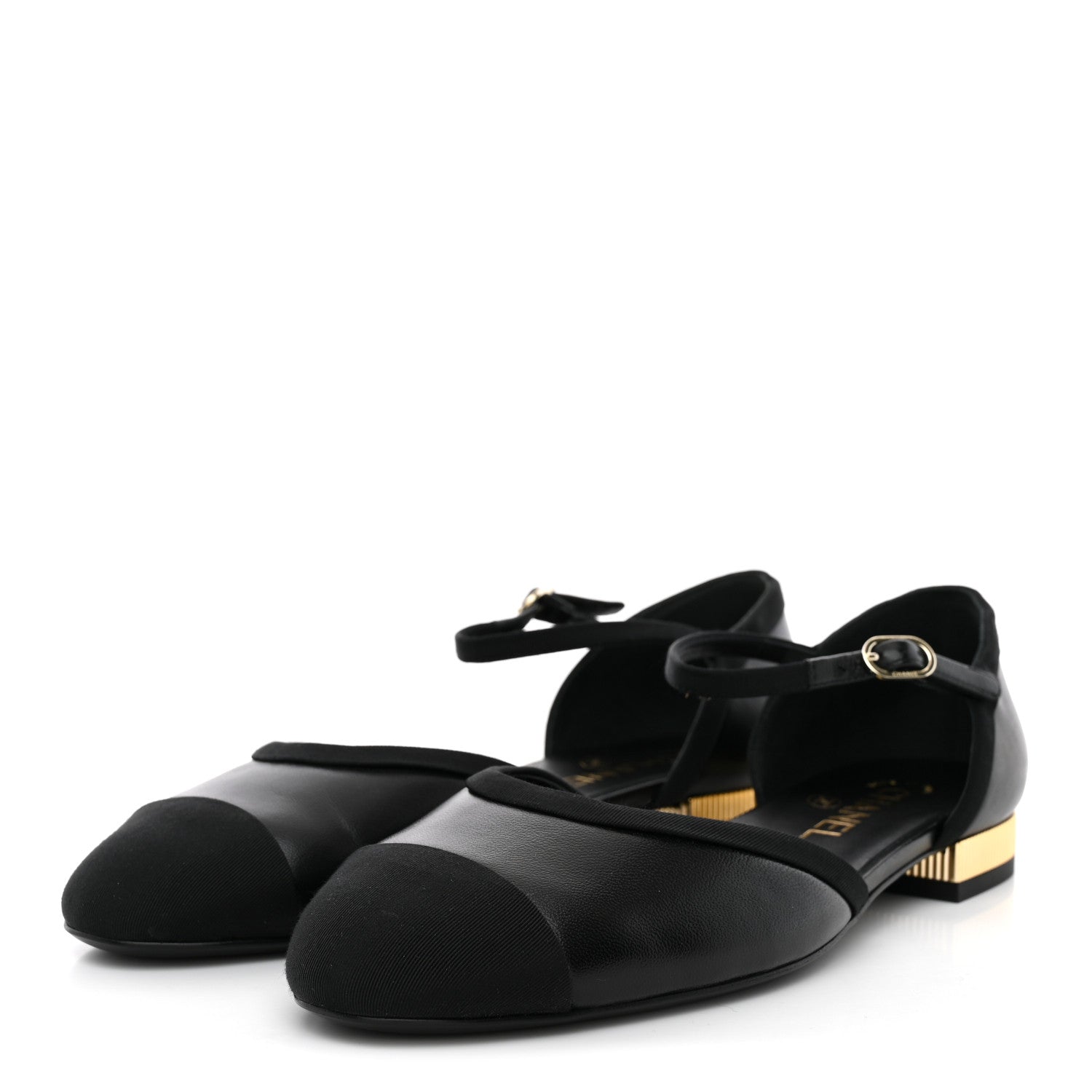 Chanel Lambskin Grosgrain Cap Toe Mary Jane Flats 38.5 Black 4 of 10