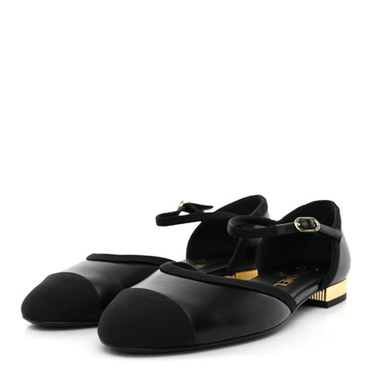 Chanel Lambskin Grosgrain Cap Toe Mary Jane Flats 38.5 Black 4 of 10