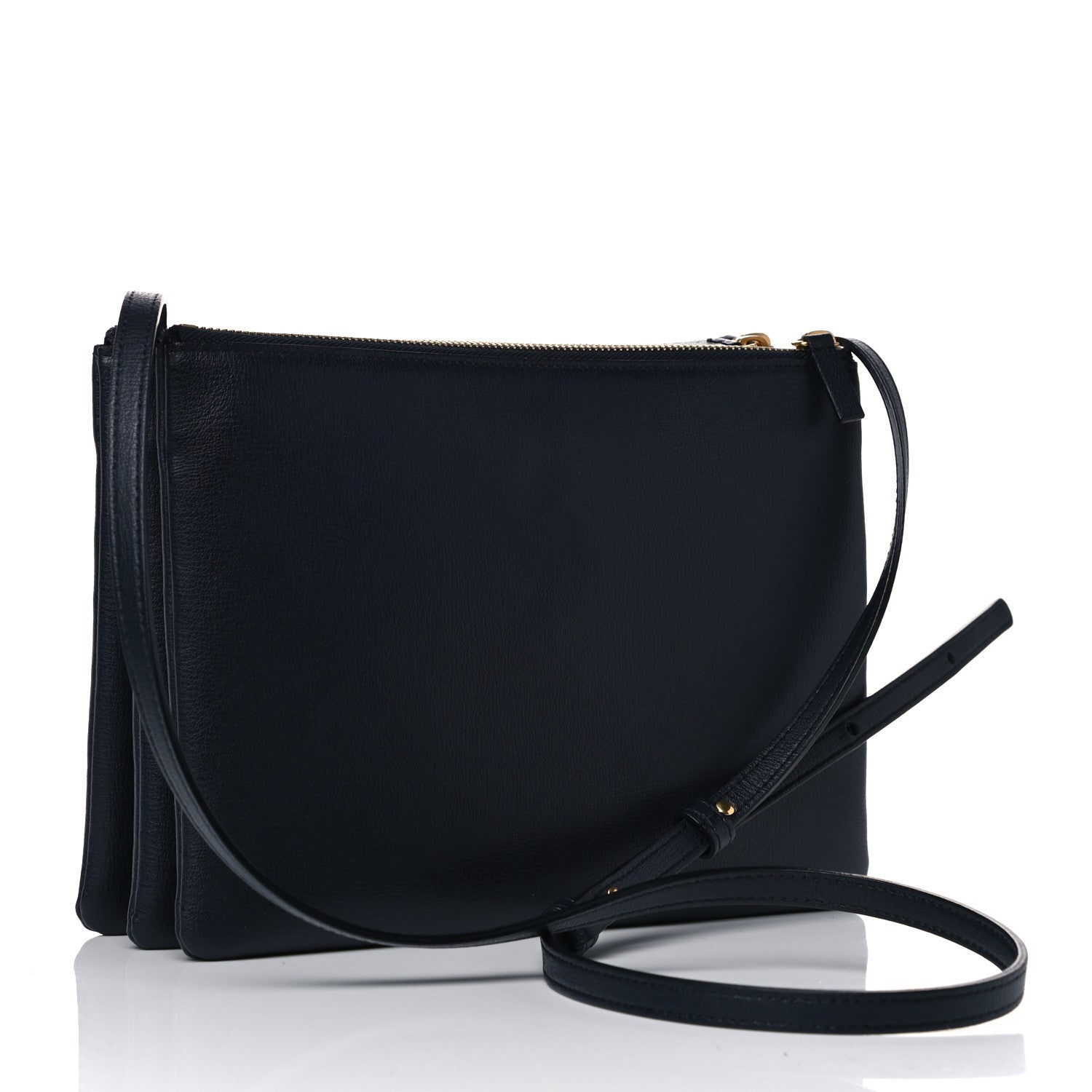 Celine Lambskin Large Trio Crossbody Bag Navy Blue 6 of 14