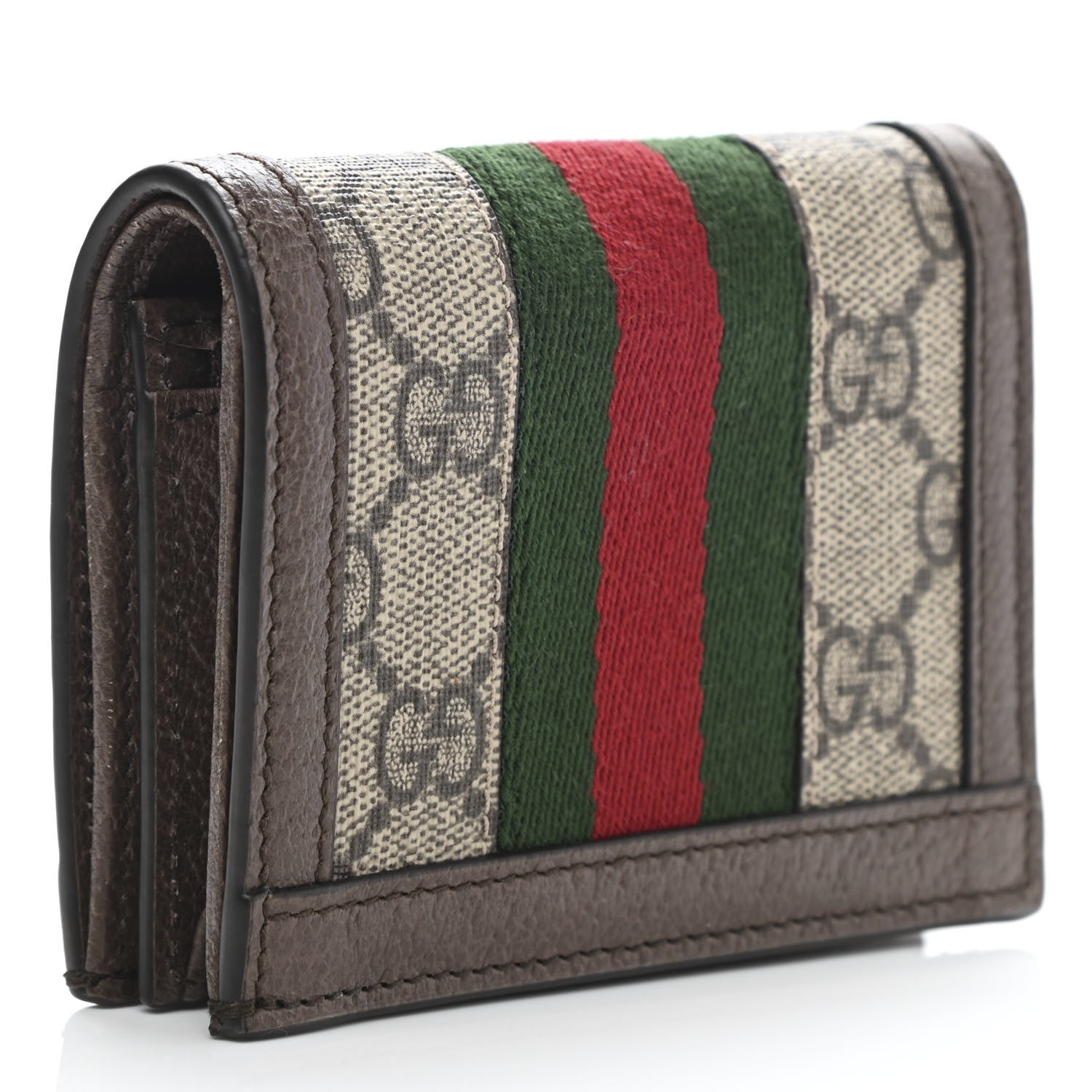 Gucci GG Supreme Monogram Web Ophidia Card Case Beige New Acero 3 of 8