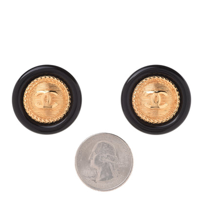 Chanel Round Earrings Gold Black 2 of 5