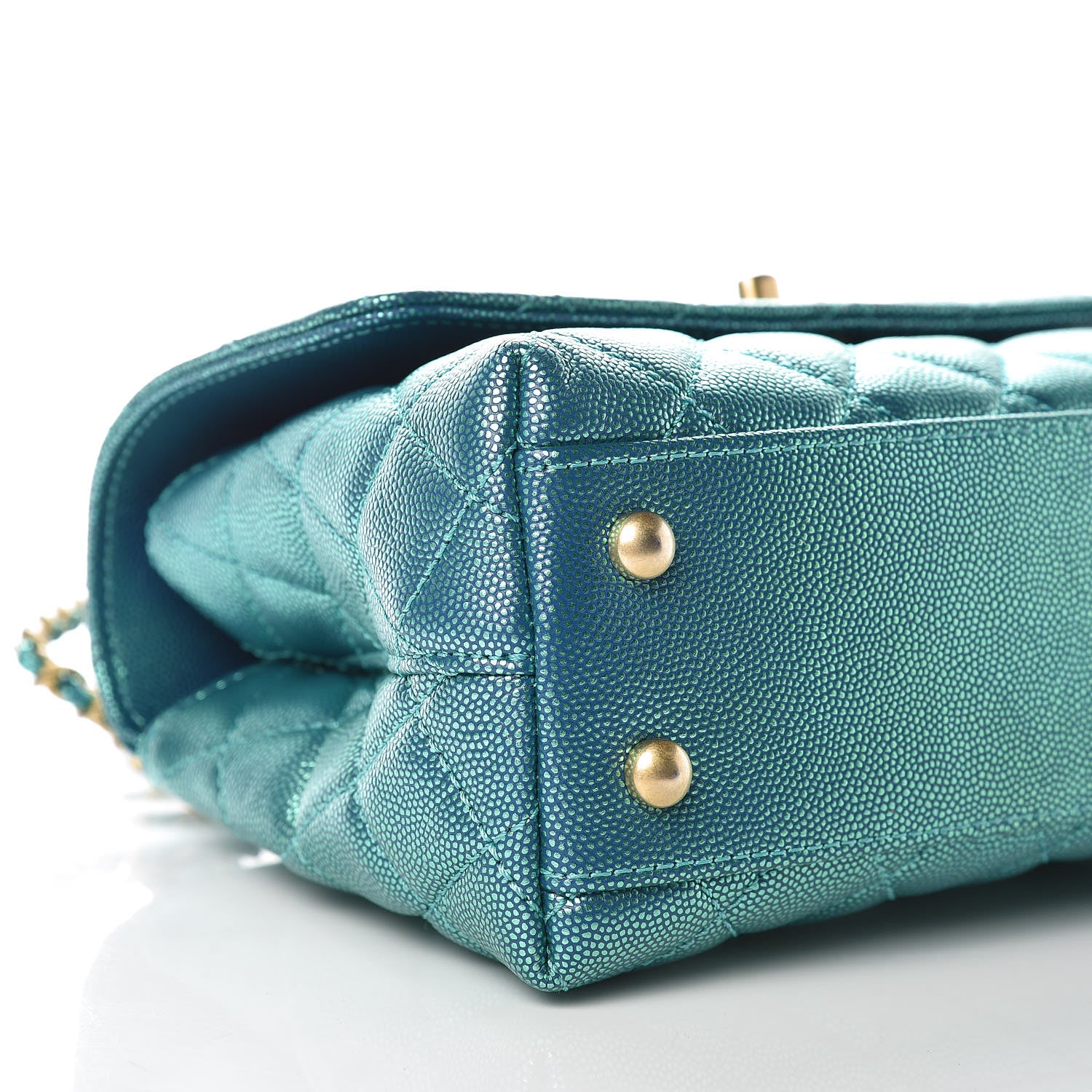 Chanel Metallic Caviar Quilted Mini Coco Handle Flap Blue 5 of 10