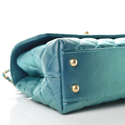 Chanel Metallic Caviar Quilted Mini Coco Handle Flap Blue 5 of 10