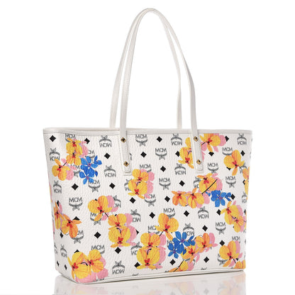 MCM Visetos Floral Print Medium Essential Zip Top Shopper Tote 5 of 24
