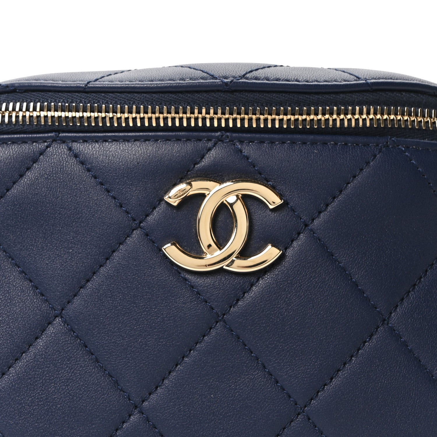Chanel Lambskin Quilted Resin Bi-Color Waist Bag Fanny Pack Navy