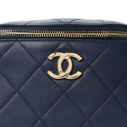 Chanel Lambskin  Quilted Resin Bi-Color Waist Bag Fanny Pack Navy Blue 7 of 9