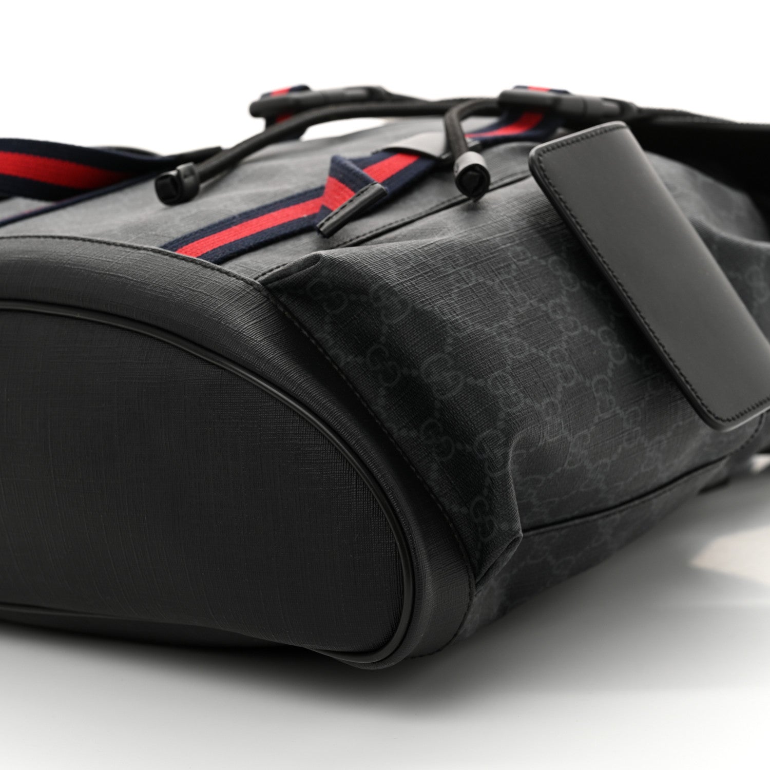 Gucci Soft GG Supreme Monogram Calfskin Web Double Buckle Backpack Black 10 of 10