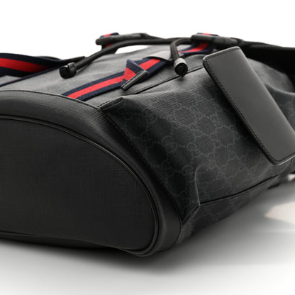 Gucci Soft GG Supreme Monogram Calfskin Web Double Buckle Backpack Black 10 of 10