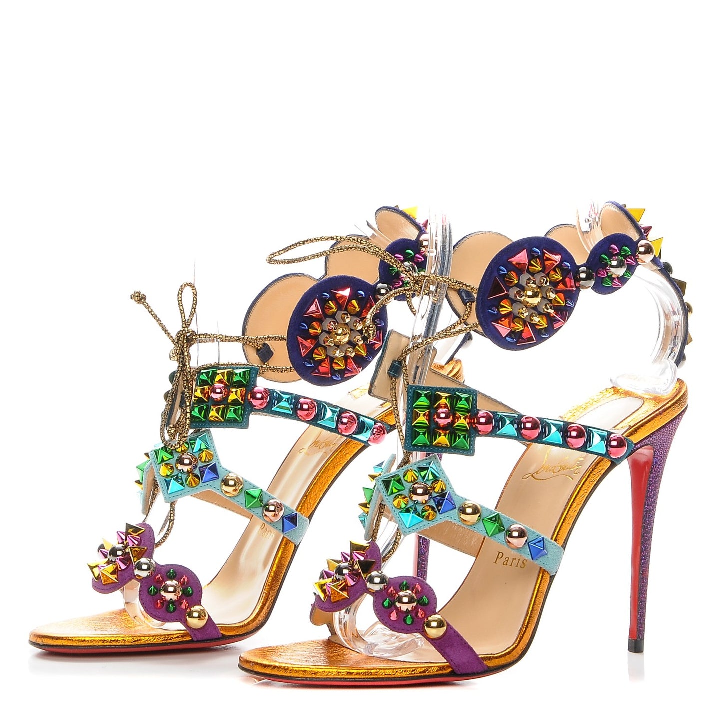 Suede Lame Studded Kaleikita 100 Sandals 39 Version Gold