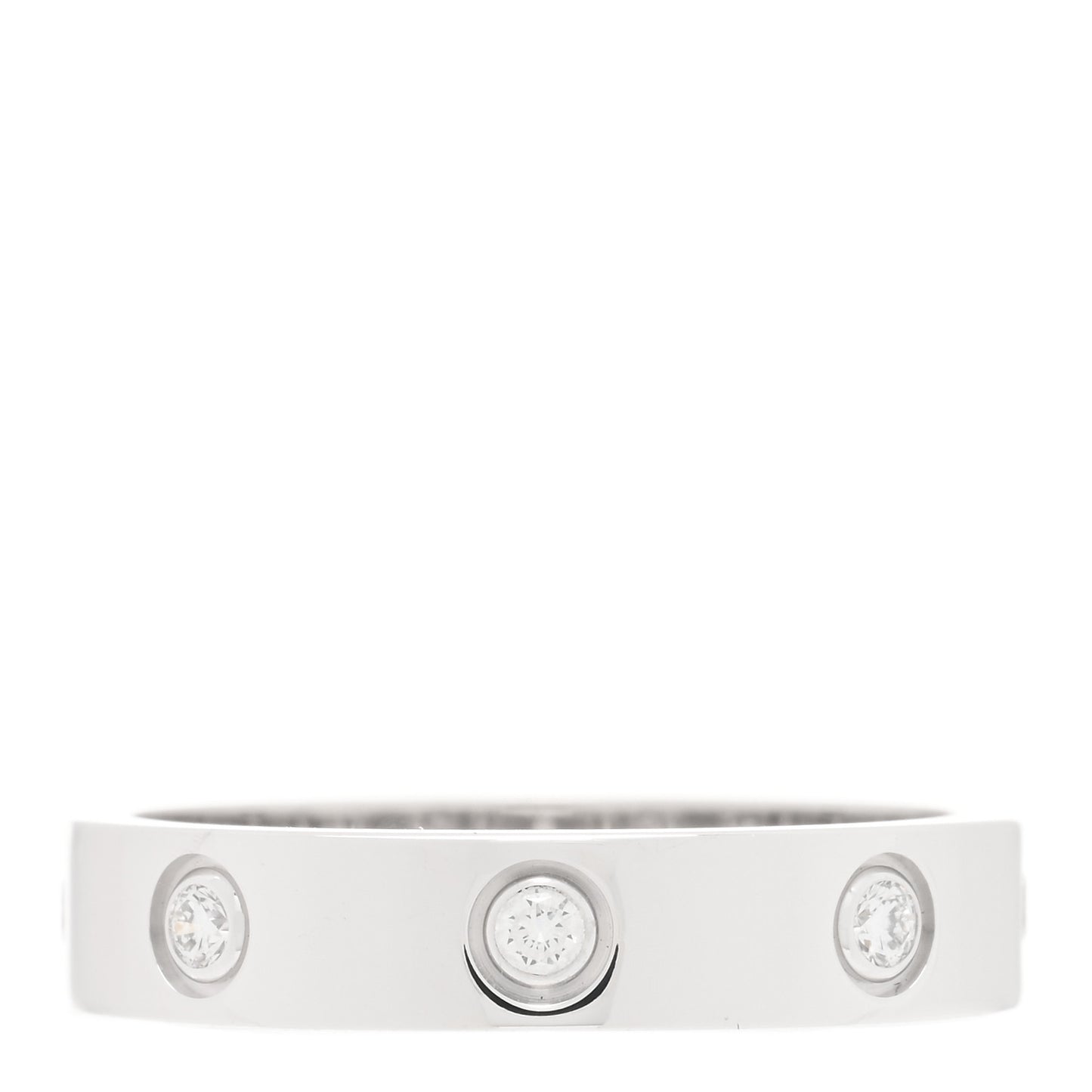 18K White Gold 8 Diamond 4mm Wedding Band LOVE Ring 53 6.25