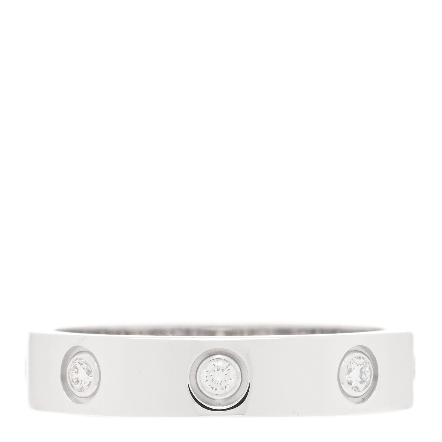 Cartier 18K White Gold 8 Diamond 4mm Wedding Band LOVE Ring 53 6.25 1 of 5