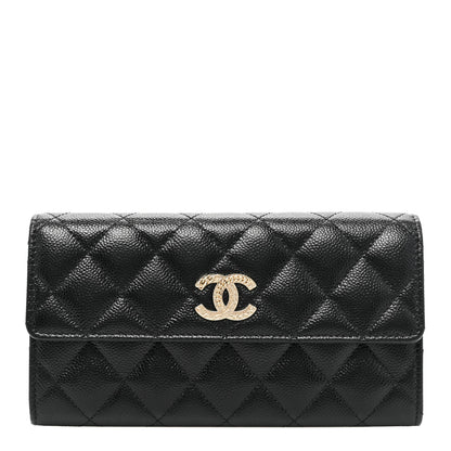 Chanel Caviar Quilted Multi Chain CC Large Gusset Flap Wallet Black 1 of 12