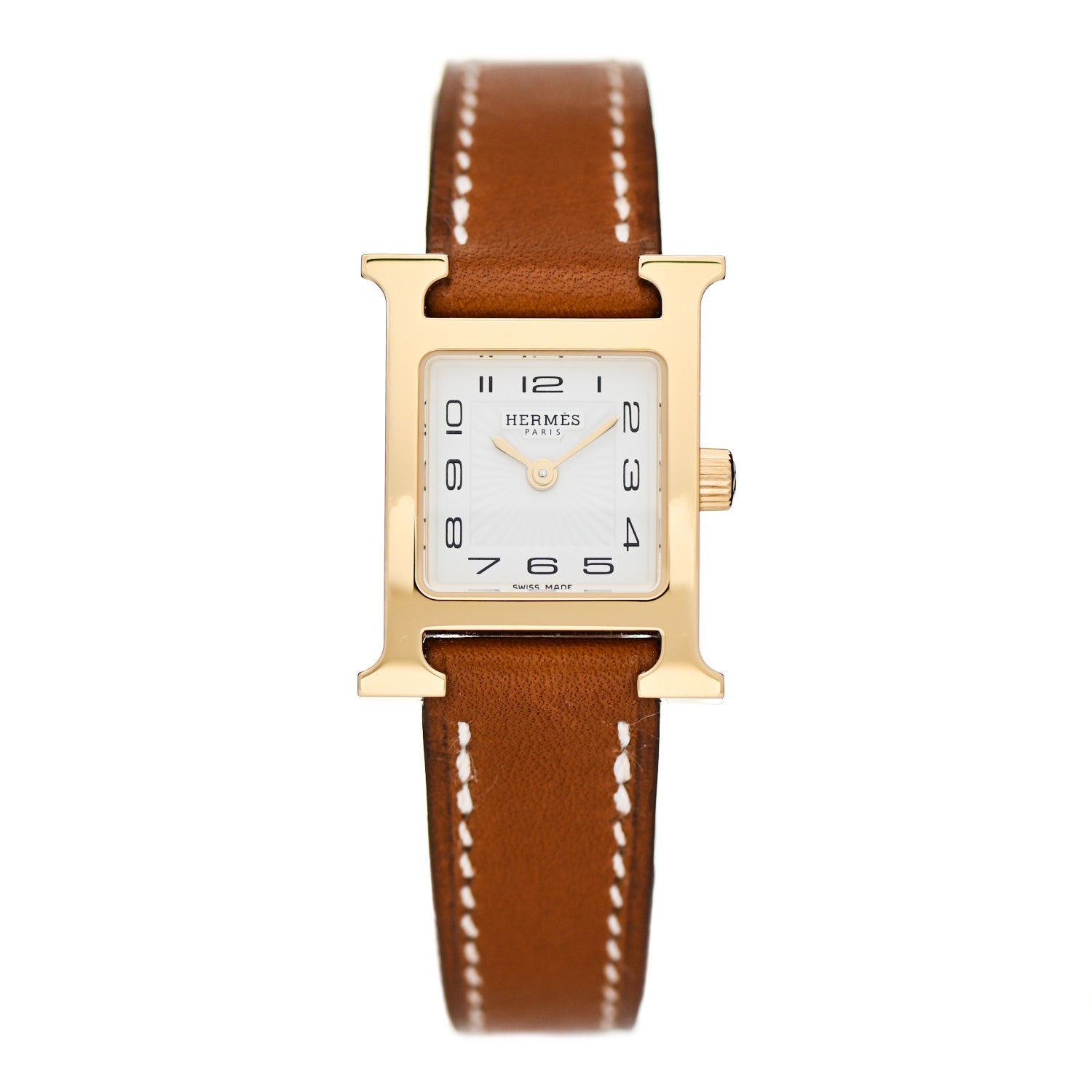 Hermes Stainless Steel Barenia 17.2mm Heure H Hour Quartz Watch Fauve 1 of 5