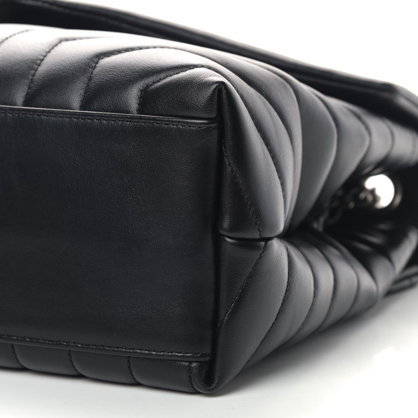 Calfskin Y Quilted Monogram Medium Loulou Chain Satchel Black
