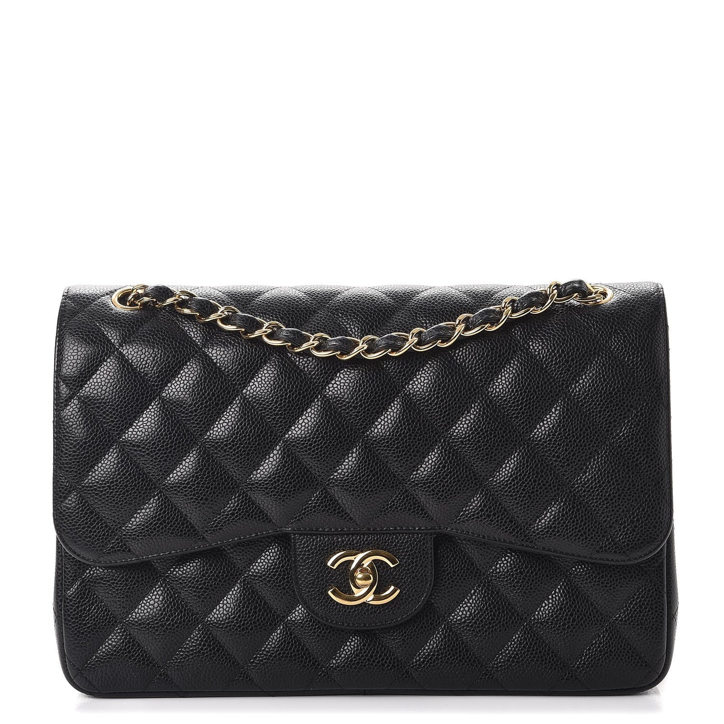 Caviar Quilted Jumbo Double Flap Black