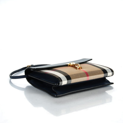 Burberry Derby Calfskin House Check Small Macken Crossbody Bag Ink Blue 4 of 7