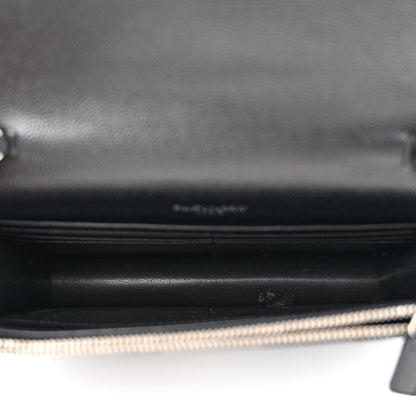 Saint Laurent Grain De Poudre Matelasse Chevron Monogram Envelope Chain Wallet Black 5 of 13