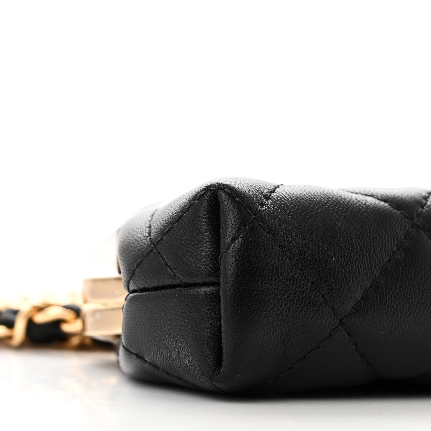 Chanel Lambskin Quilted Mini Kiss Lock Clutch With Chain Black 9 of 11