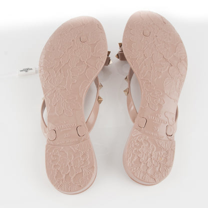 Valentino Garavani PVC Jelly Rockstud Bow Thong Sandals 36 Poudre 5 of 7