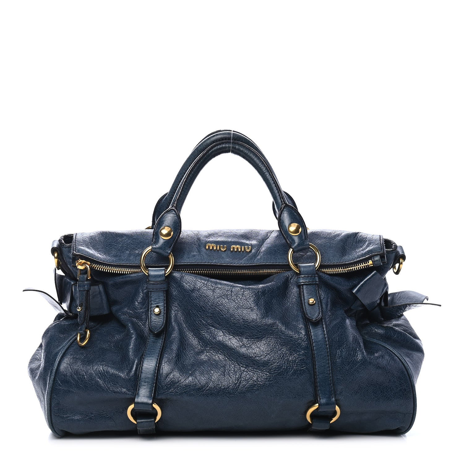 Miu Miu Vitello Lux Medium Bow Bag Bleuette 1 of 8