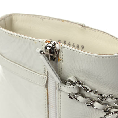 Chanel Crackled Calfskin Chain CC Short Boots 38 Ivory 9 of 10