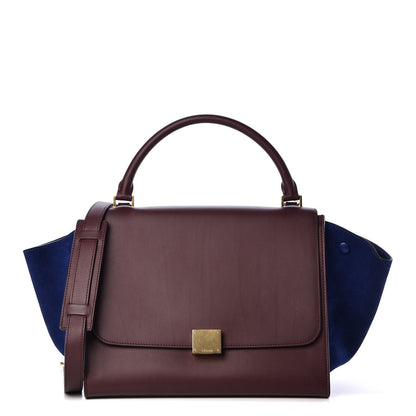 Celine Smooth Calfskin Suede Medium Bi-Color Trapeze Burgundy 1 of 17