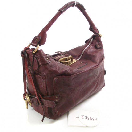 Leather Large Paddington Hobo Grenat