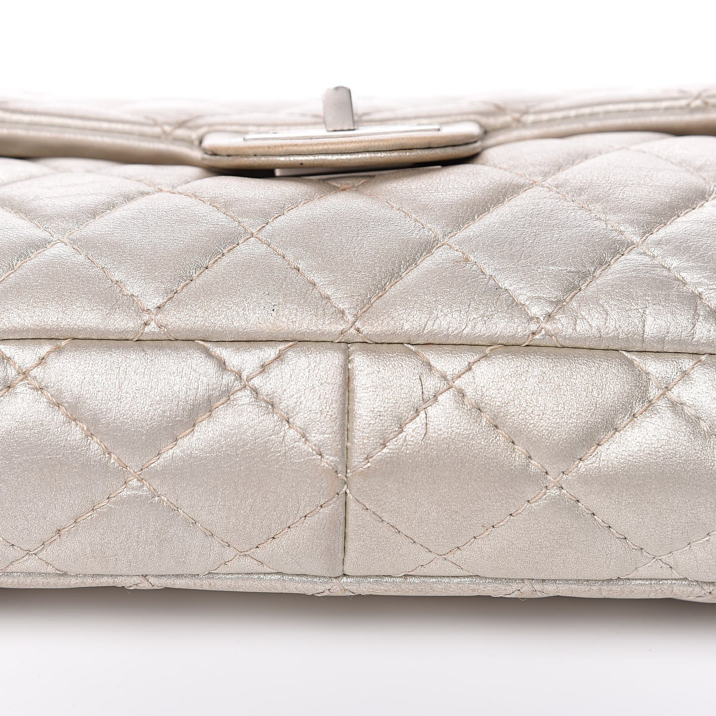 Metallic Calfskin Quilted 2.55 Reissue Clutch Silver