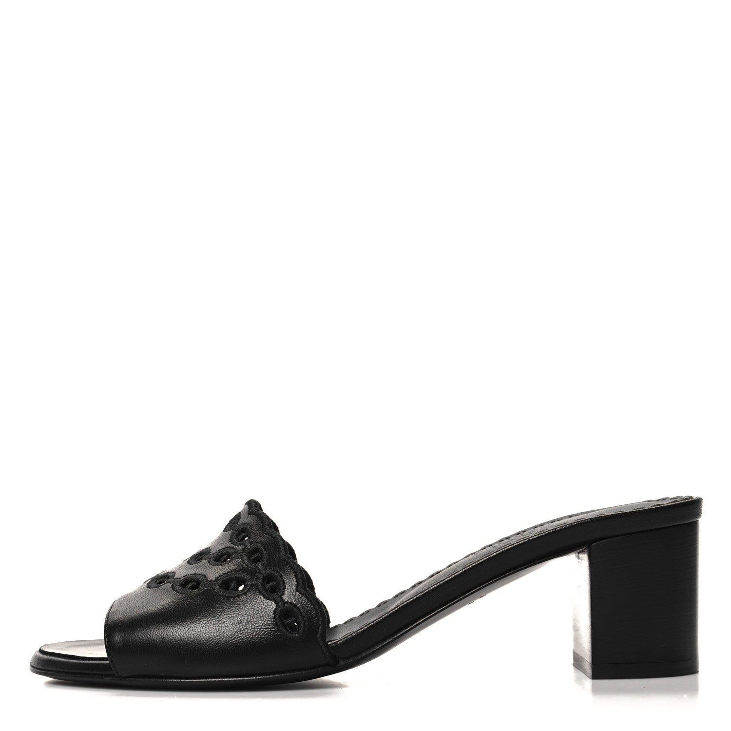 Hermes Lambskin Embroidered Gwladys Sandals 38 Black 1 of 9