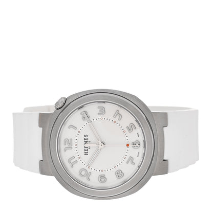 Hermes Stainless Steel Rubber 36mm Cut Automatic Watch Blanc 2 of 5