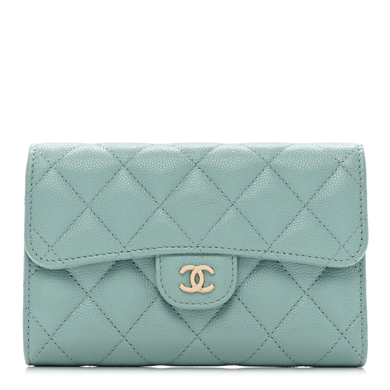 Chanel Caviar Quilted Medium Flap Wallet Light Blue 1 of 11