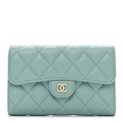 Chanel Caviar Quilted Medium Flap Wallet Light Blue 1 of 11