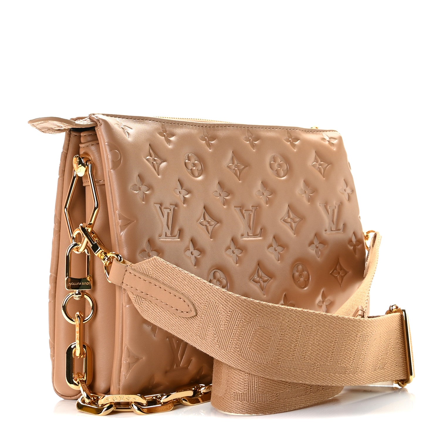 Louis Vuitton Lambskin Embossed Monogram Coussin PM Camel 3 of 9