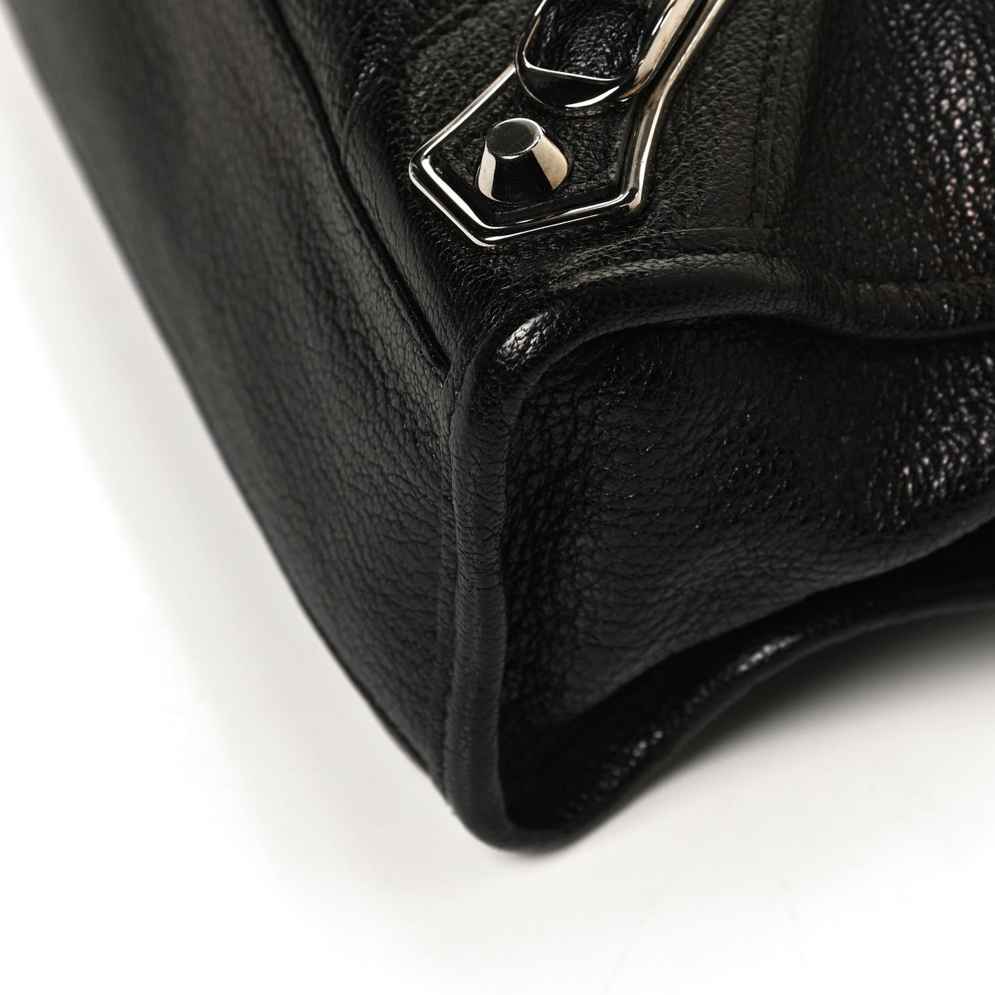 Chevre Silver Metallic Edge Hardware Mini City Black