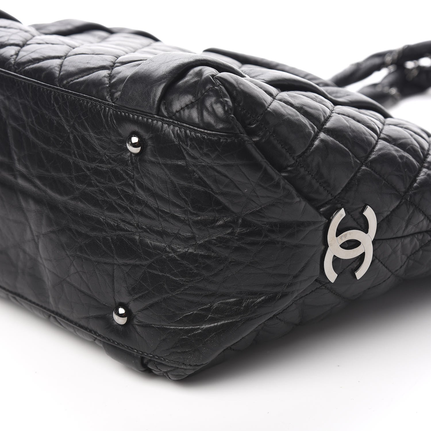 Chanel Distressed Lambskin Vintage Ligne Lady Braid Tote Black 8 of 9