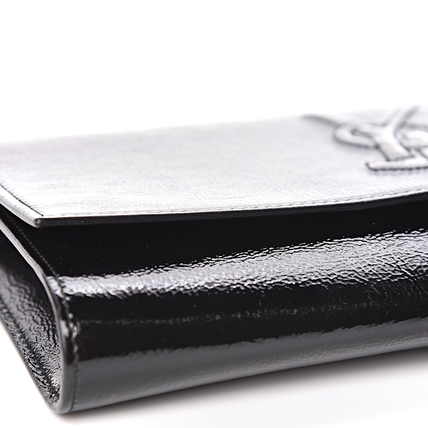 Textured Patent Monogram Large Belle De Jour Clutch Black