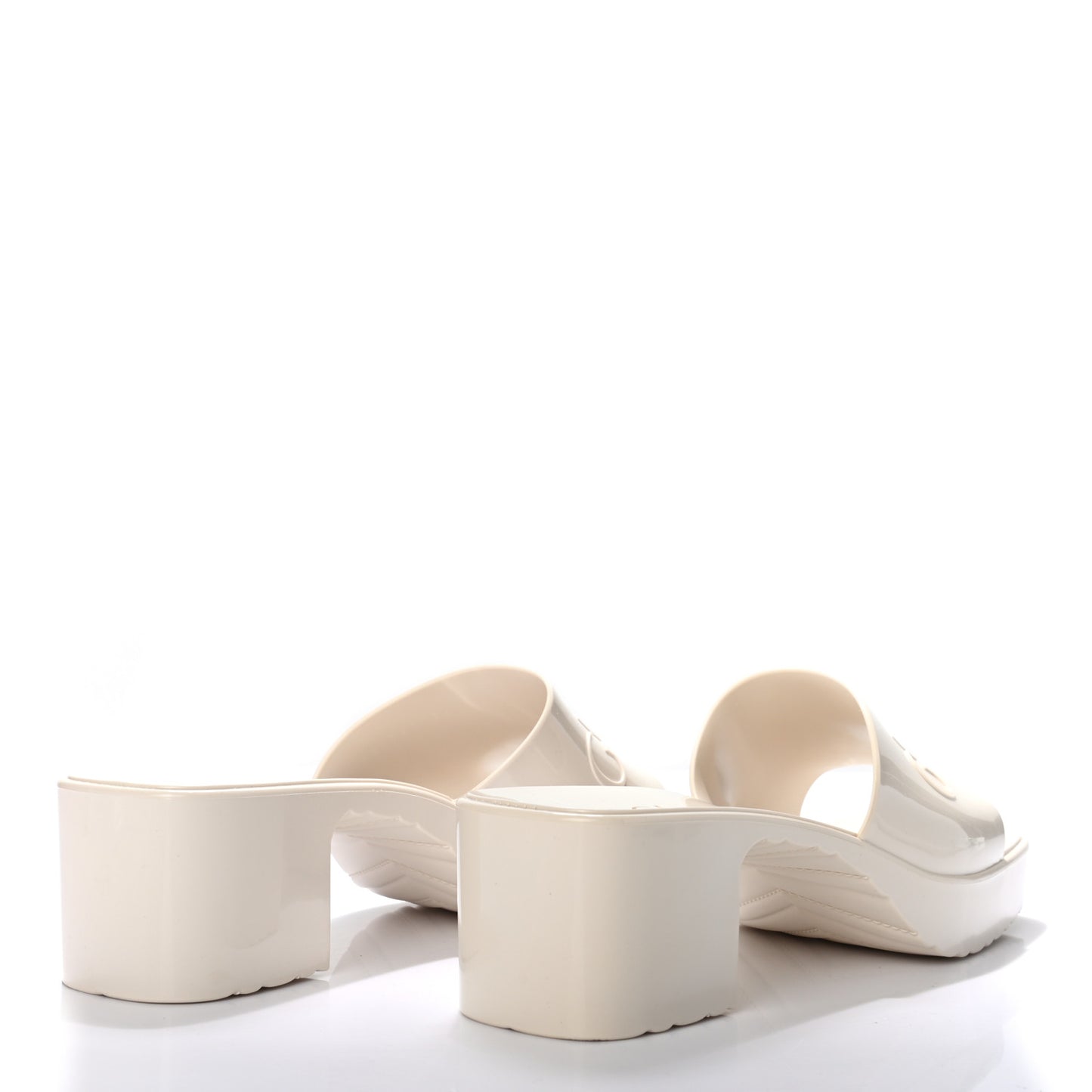 Rubber Gucci Logo Womens Platform 20/60mm Slide Sandals 36 Mystic White