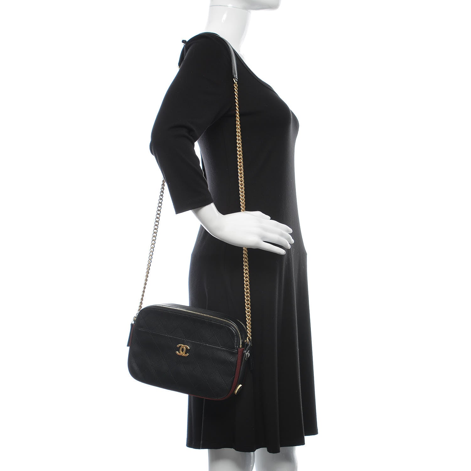 Chanel Calfskin Grosgrain Stitched Button Up Camera Case Black 2 of 13