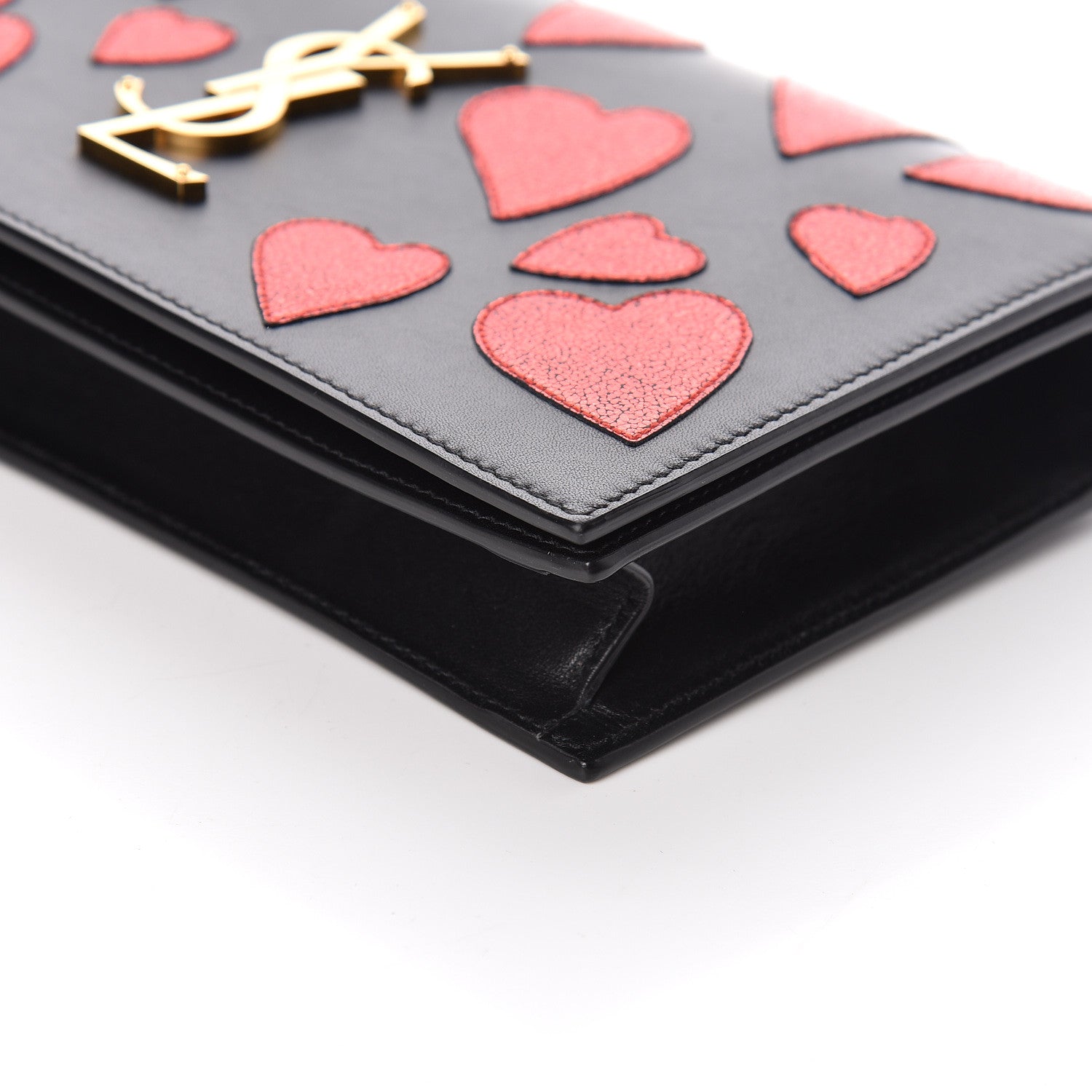 Saint Laurent Calfskin Classic Monogram Kate Heart Clutch Black Deep Rubin 9 of 10