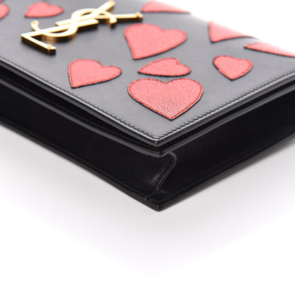 Saint Laurent Calfskin Classic Monogram Kate Heart Clutch Black Deep Rubin 9 of 10