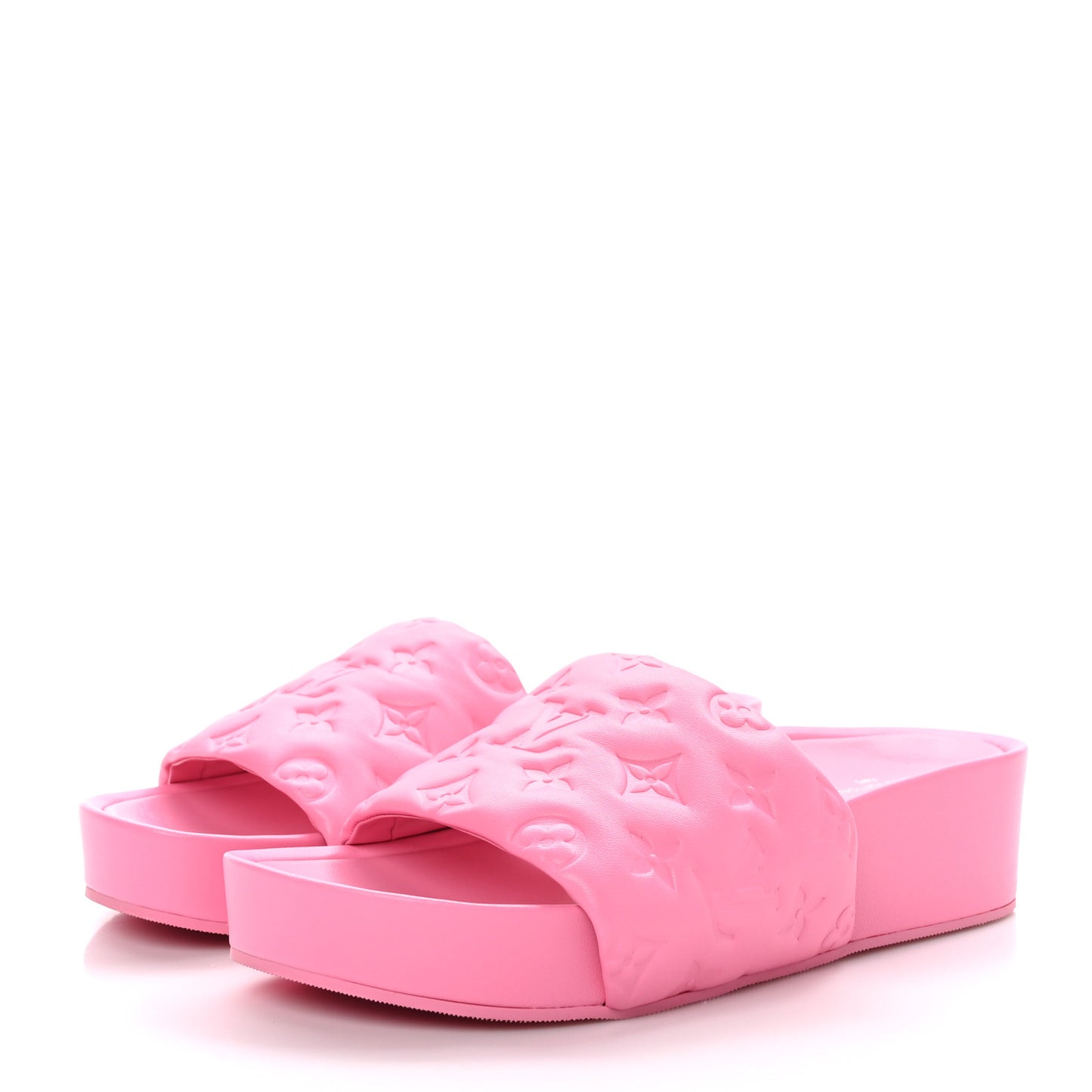 Lambskin Embossed Monogram Jumbo Flatform Mule Sandals 40 Rose Pop