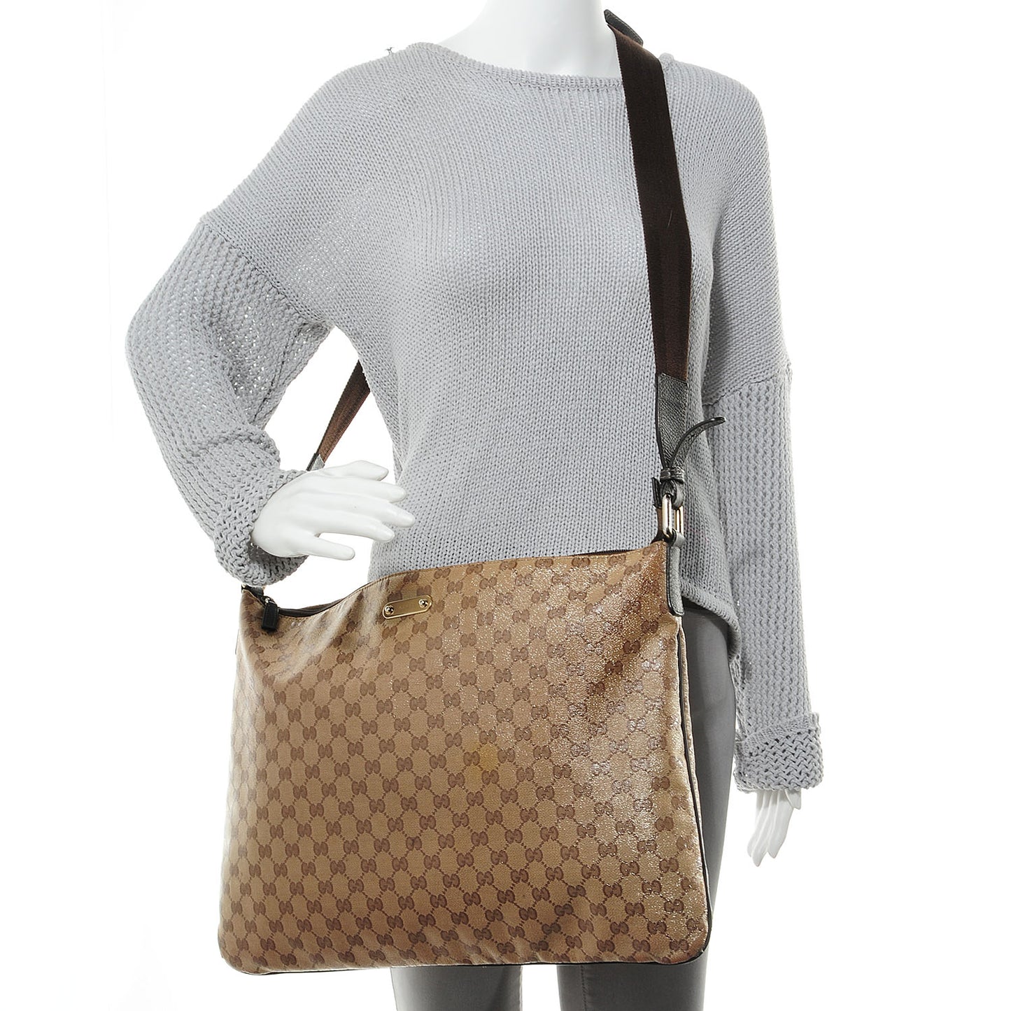 Crystal Monogram Messenger Bag Brown