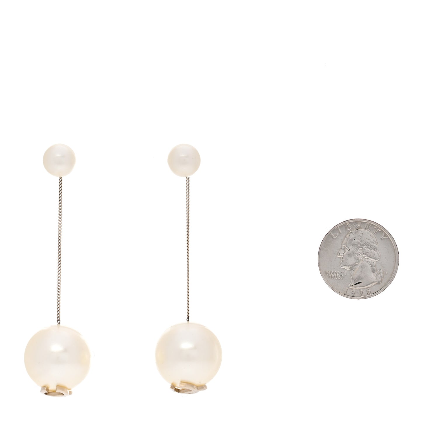 Pearl CC Drop Earrings Gold