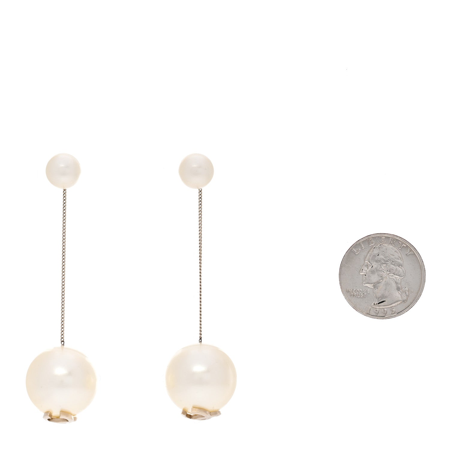 Chanel Pearl CC Drop Earrings Gold 2 of 4